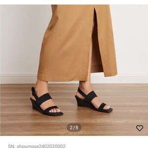 Vivaia AdaptAll Slingback Wedge Sandals Giovanna Black Square Toe 40.5 US 9-9.5